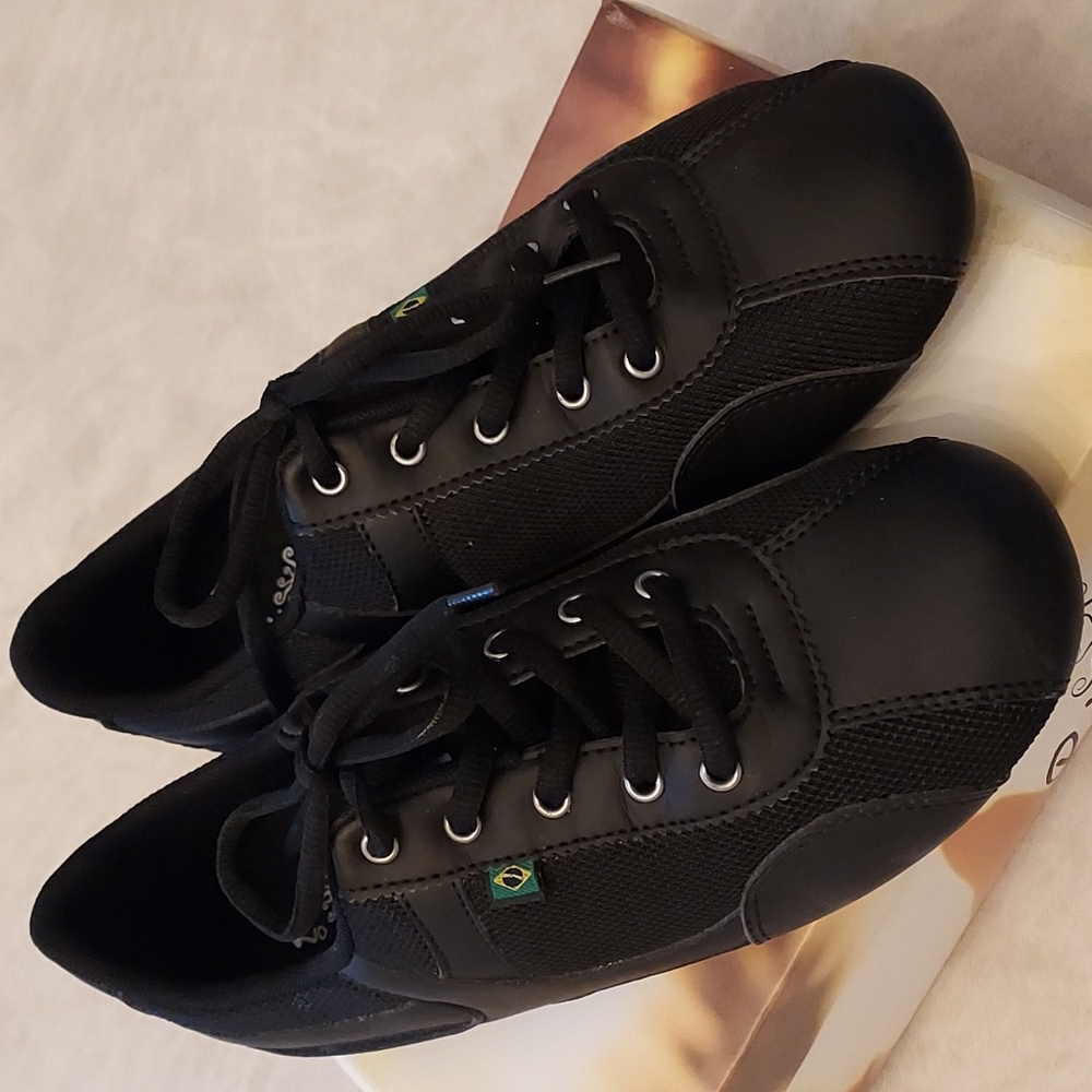 Women's Black Casual Dance Exercise Shoes Lace Up Sneaker - Picture 2 of 5